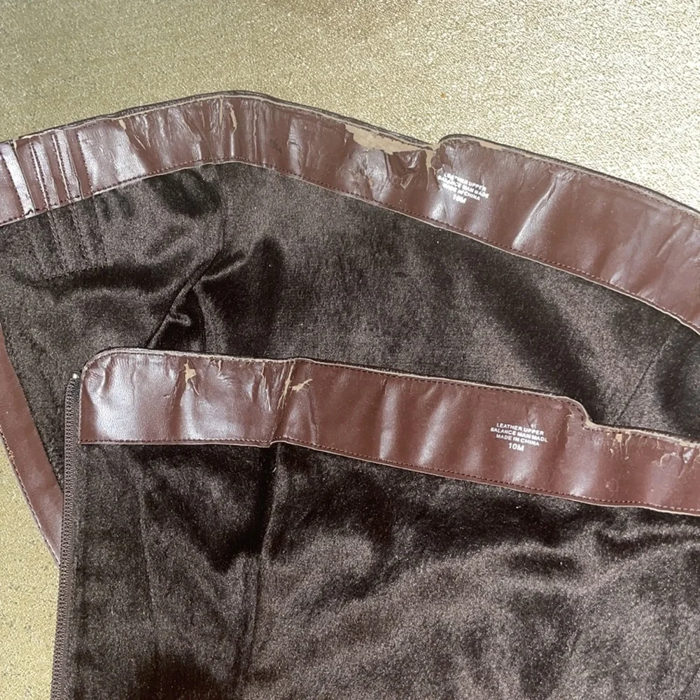 NEW Flat Genuine LEATHER KNEE HIGH WIDE CALF PLUS BOOTS Brown 10